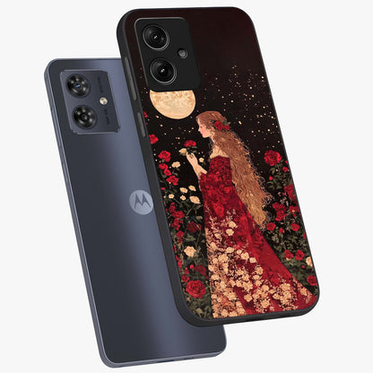 Crimson Dreams Glass Case displayed in angled mockup highlighting soft crimson aesthetic design with artistic theme.