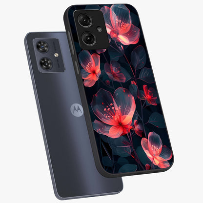 Dark Shade of Flower Glass Case displayed in angled mockup highlighting moody floral illustration with aesthetic dark tones.
