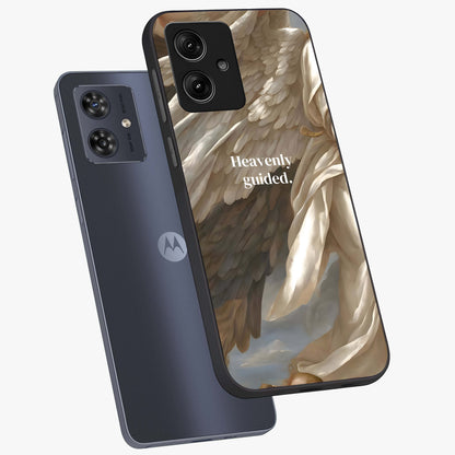 Divine Winged Grace Glass Case displayed in angled mockup highlighting graceful wing design with divine aesthetic style.