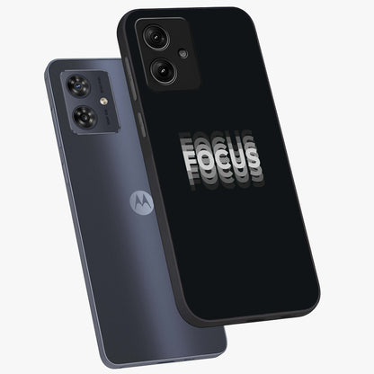 Focus Mode On Glass Case displayed in angled mockup highlighting clean minimal text artwork with modern aesthetic style.