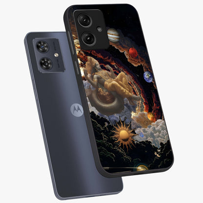 Galactic Divine God Glass Case displayed in angled mockup highlighting powerful celestial deity illustration with galactic aesthetic.