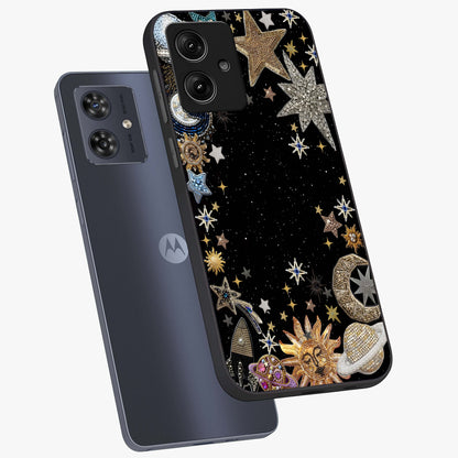 Galactic Jewel Stars Glass Case displayed in angled mockup highlighting shining celestial star design with cosmic aesthetic style.