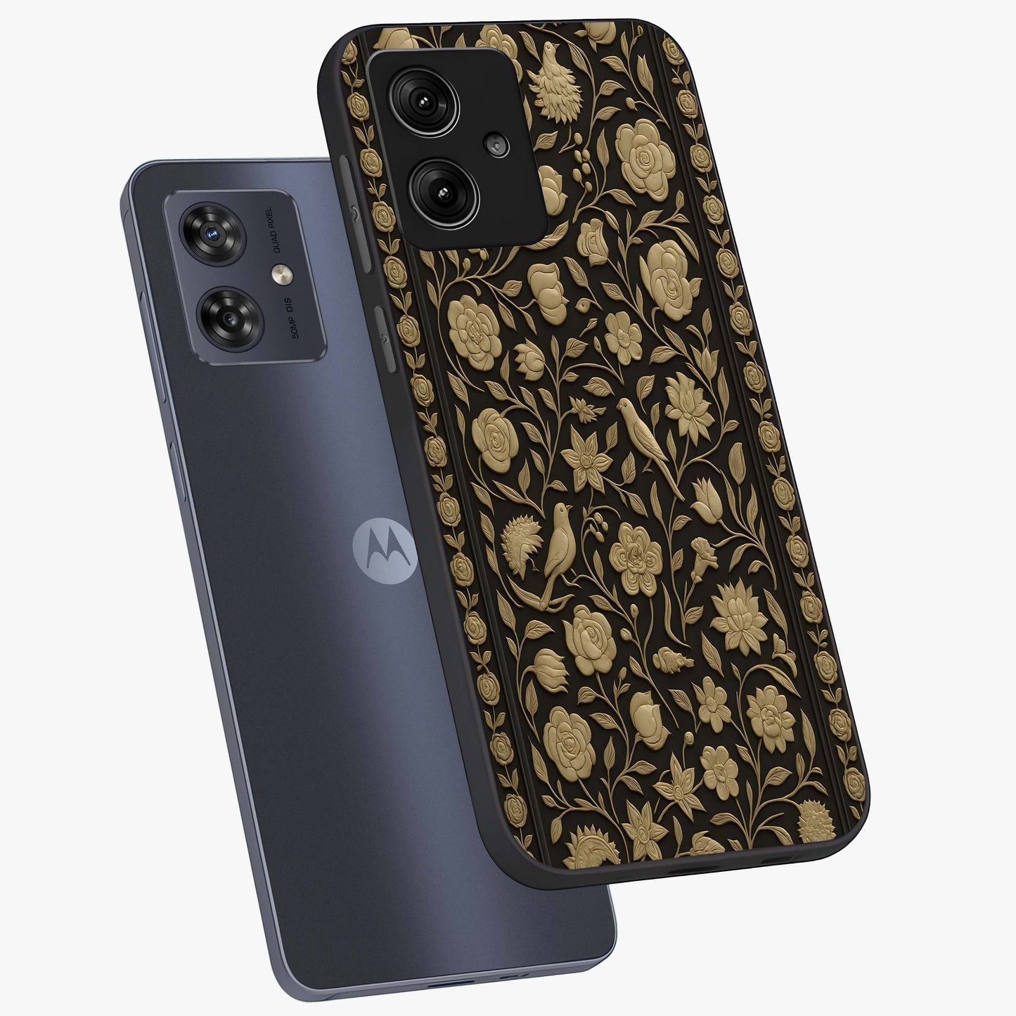 Golden Evil Eye Mandala Glass Case displayed in angled mockup highlighting protective evil eye symbol with golden mandala design.