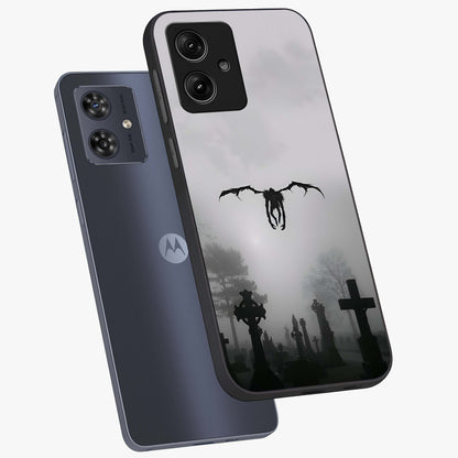 Graveyard Shadow Descent Glass Case displayed in angled mockup highlighting eerie shadow illustration with gothic aesthetic.