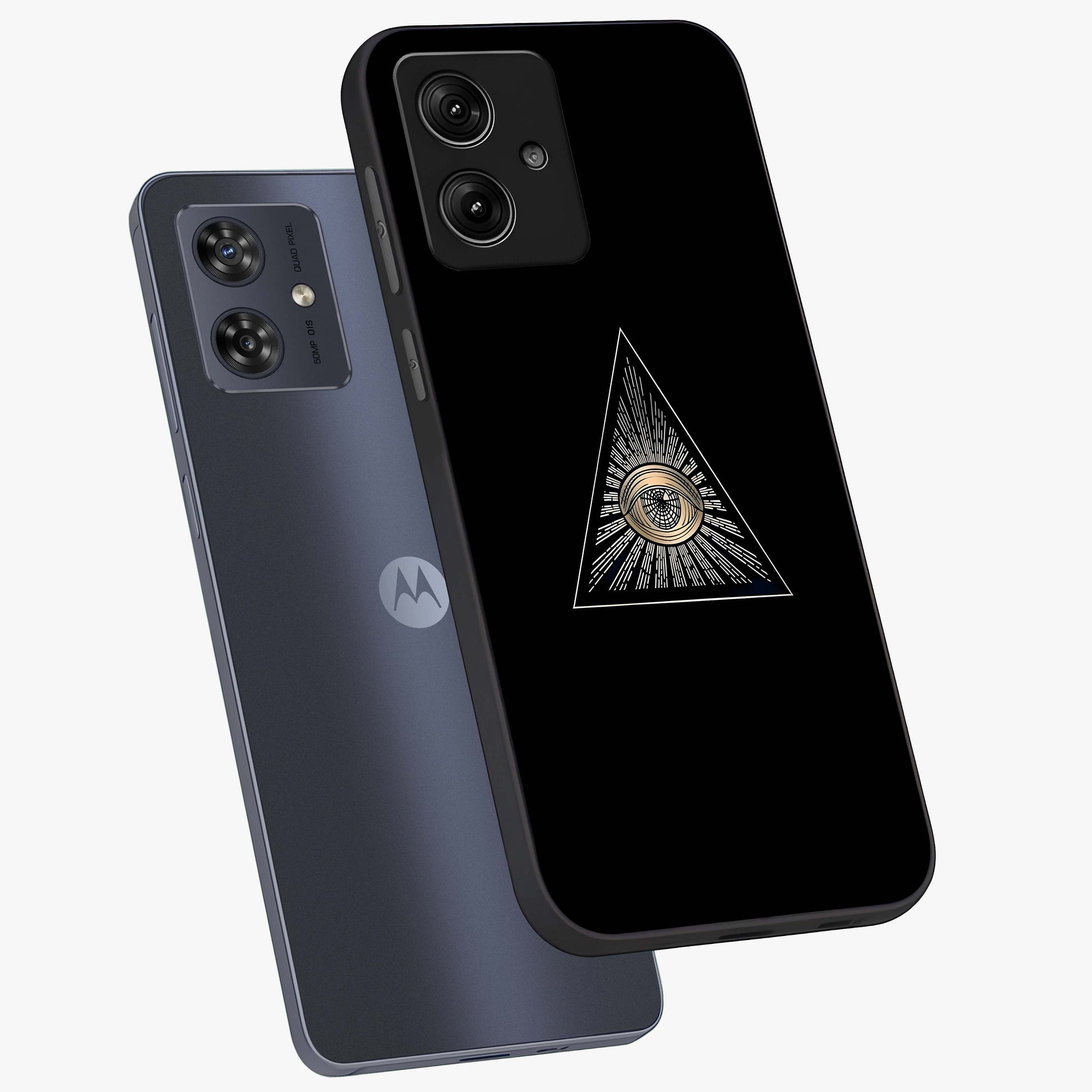 Illuminati Evil Glass Case displayed in angled mockup highlighting dark occult inspired design with bold aesthetic style.