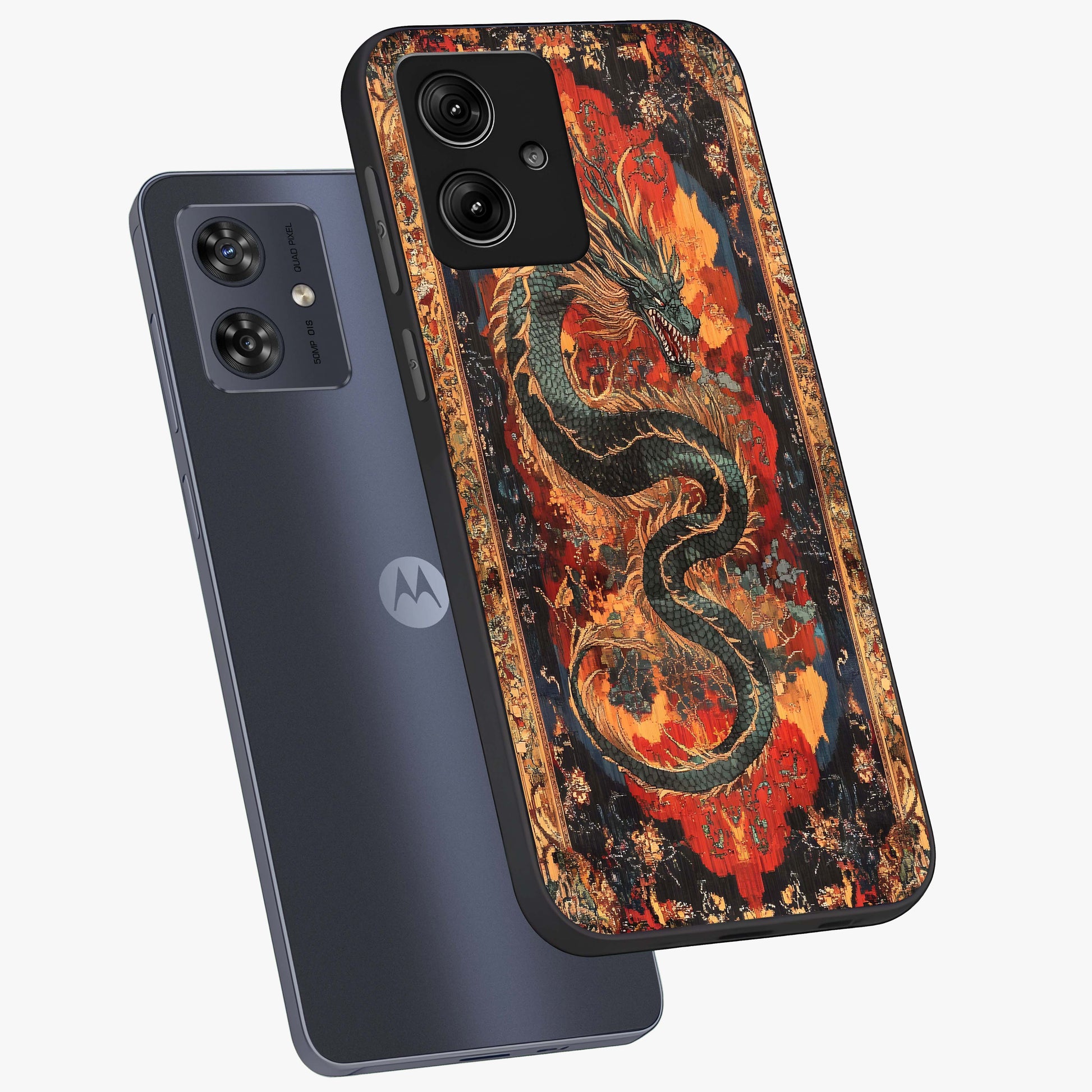 Inferno Dragon Soul Glass Case displayed in angled mockup highlighting powerful dragon illustration with inferno aesthetic.