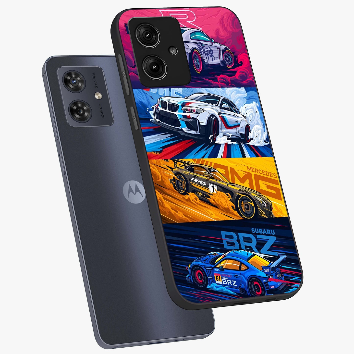 JDM Sports Car Glass Case displayed in angled mockup highlighting sleek Japanese racing car design with automotive aesthetic.