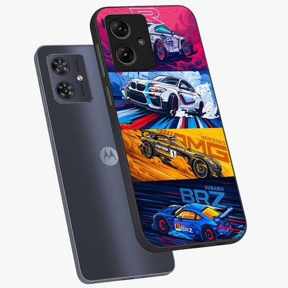JDM Sports Car Glass Case displayed in angled mockup highlighting sleek Japanese racing car design with automotive aesthetic.