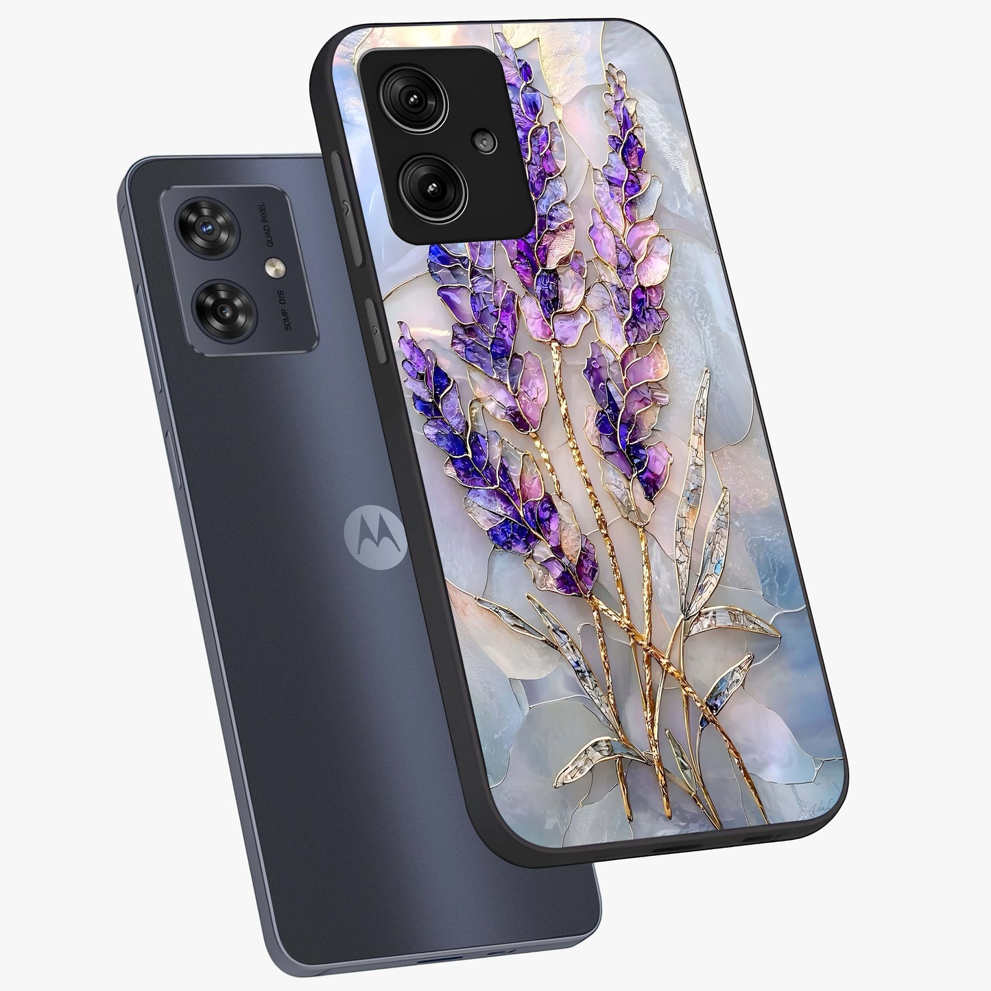 Lavender Dream Glow Glass Case displayed in angled mockup highlighting dreamy purple glow design with soft artistic style.