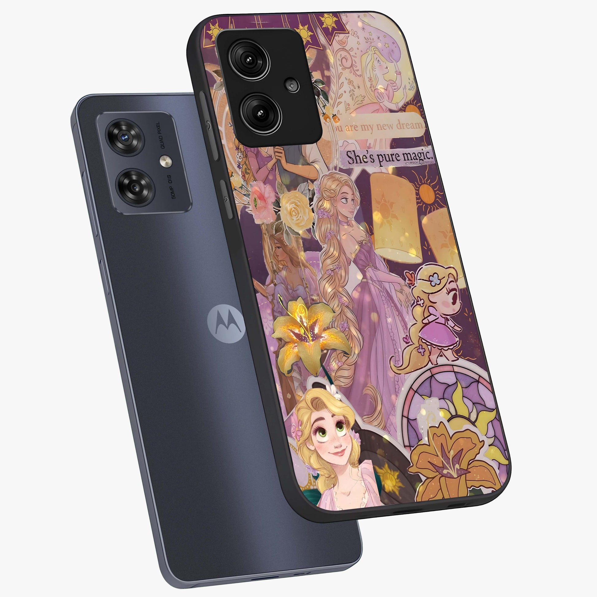 Magical Tangled Dream Glass Case displayed in angled mockup highlighting whimsical fantasy design with magical aesthetic.