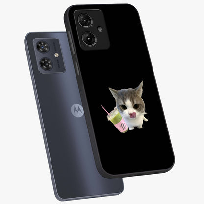 Matcha Cat Style Glass Case displayed in angled mockup highlighting playful feline design with pastel matcha aesthetic.