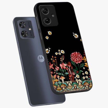 Midnight Bloom Pattern Glass Case displayed in angled mockup highlighting elegant flower design with midnight aesthetic style.