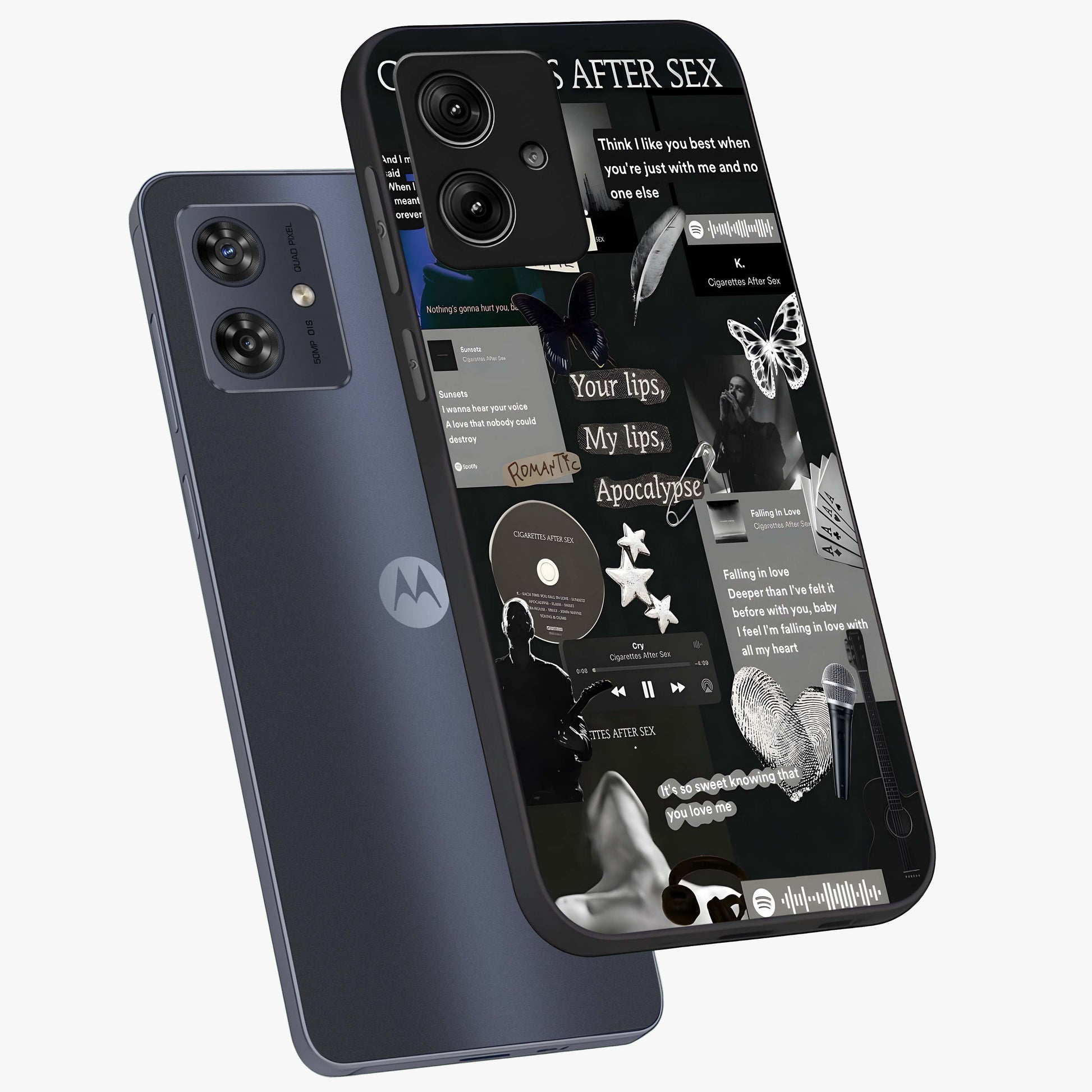 Midnight Love Echo Glass Case displayed in angled mockup highlighting elegant love inspired design with deep aesthetic style.