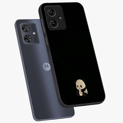 Midnight Panda Love Glass Case displayed in angled mockup highlighting adorable panda illustration with midnight aesthetic.
