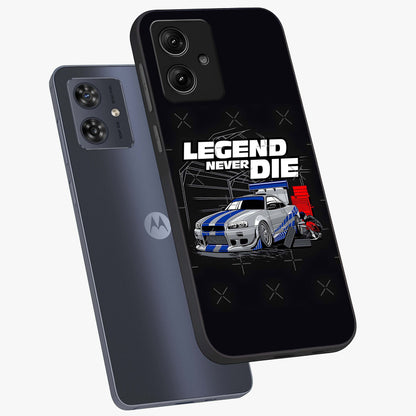 Midnight Racing Legacy Glass Case displayed in angled mockup highlighting dynamic automotive design with bold midnight aesthetic.