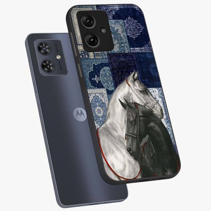 Midnight Stallion Blues Glass Case displayed in angled mockup highlighting powerful stallion illustration with deep midnight tones.
