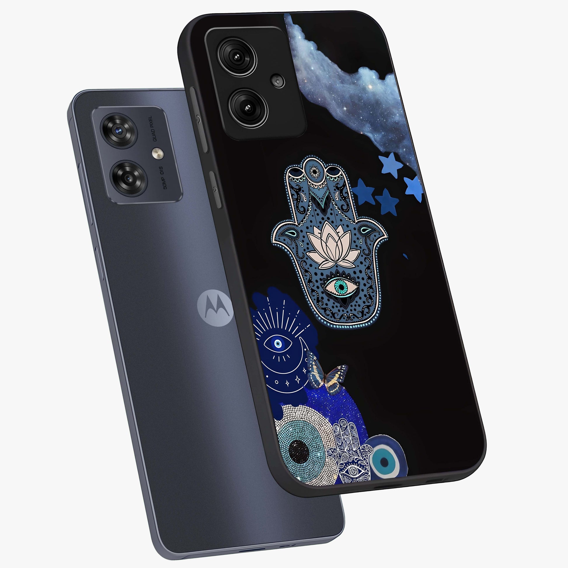 Mystic Hand Aura Glass Case displayed in angled mockup highlighting magical aura design with spiritual aesthetic style.