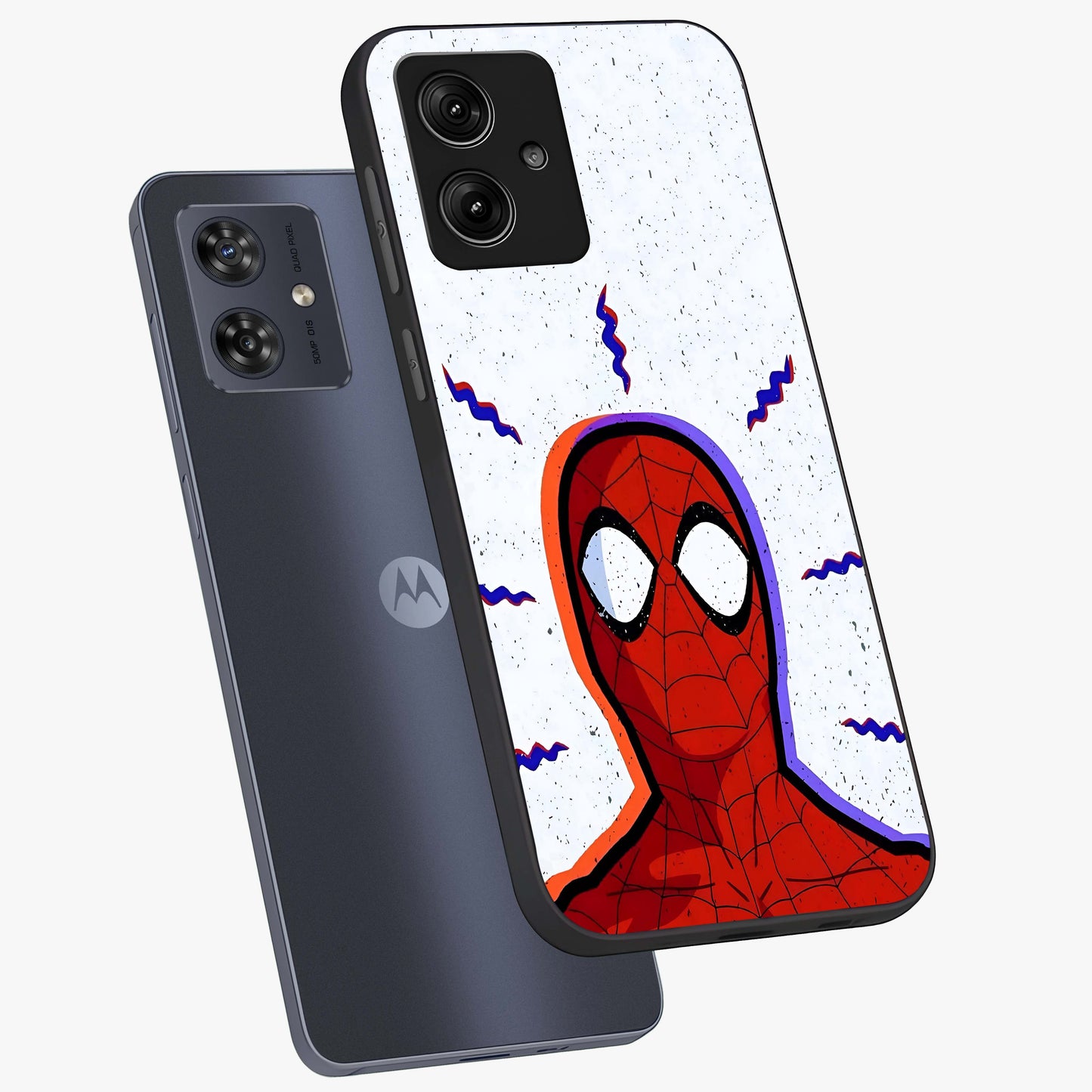 Omg Spiderman Glass Case displayed in angled mockup highlighting dynamic hero illustration with action comic aesthetic.