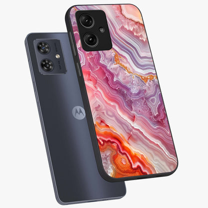 Rose Quartz Marble Glass Case displayed in angled mockup highlighting elegant marble pattern with soft aesthetic style.
