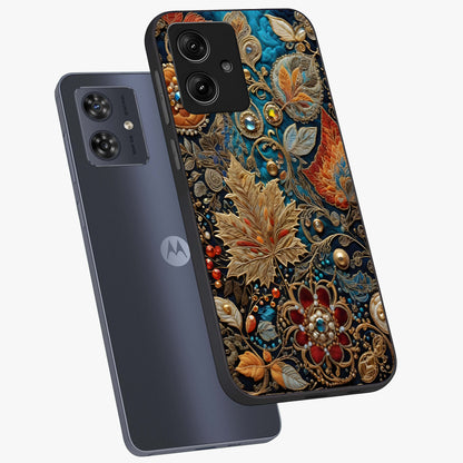 Royal Jewel Garden Glass Case displayed in angled mockup highlighting vibrant jewel inspired floral design with elegant aesthetic.