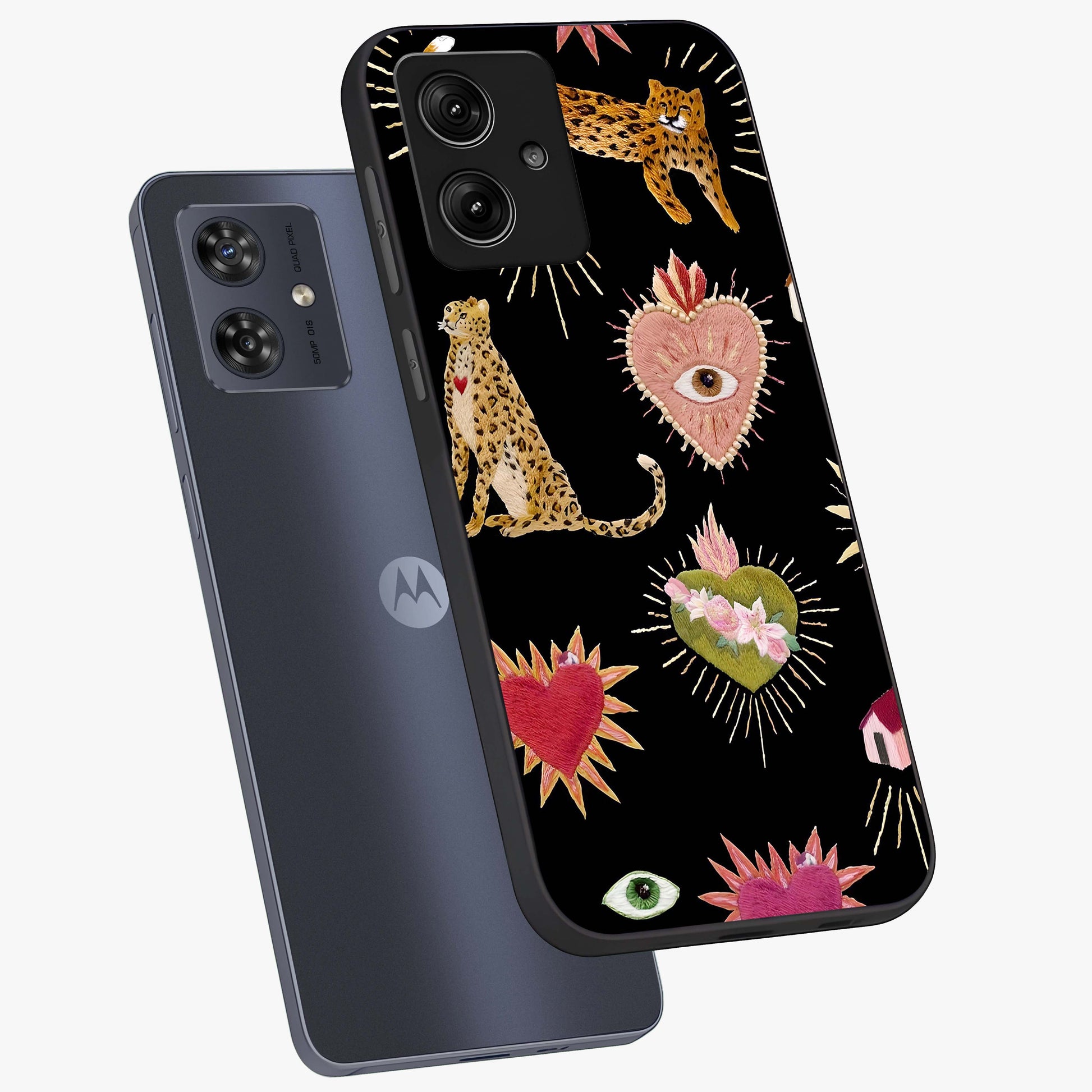 Sacred Jungle Heart Glass Case displayed in angled mockup highlighting lush tropical design with natural aesthetic style.