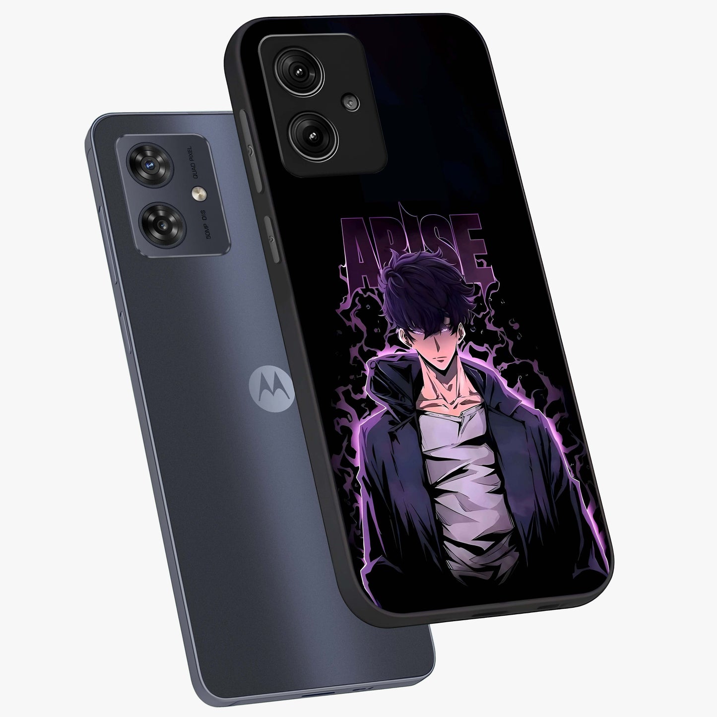 Shadow Monarch Awakening Glass Case displayed in angled mockup highlighting dramatic shadow warrior design with fantasy aesthetic.