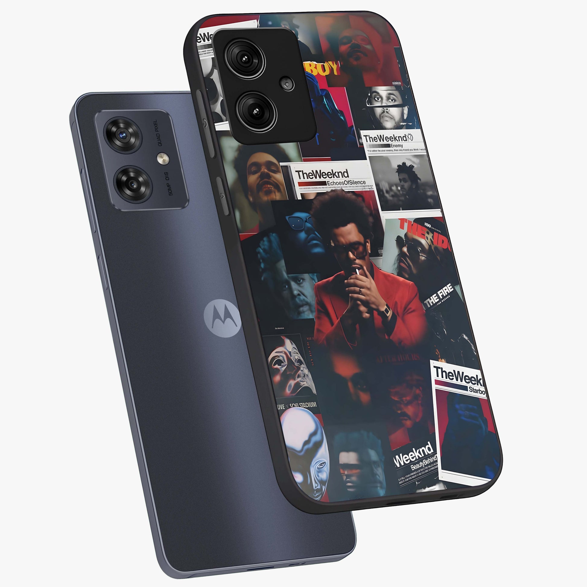 The Weeknd Glass Case displayed in angled mockup highlighting stylish pop culture inspired design with modern aesthetic.
