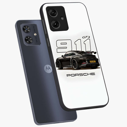 Turbo Legacy Icon Glass Case displayed in angled mockup highlighting dynamic automotive design with performance aesthetic.