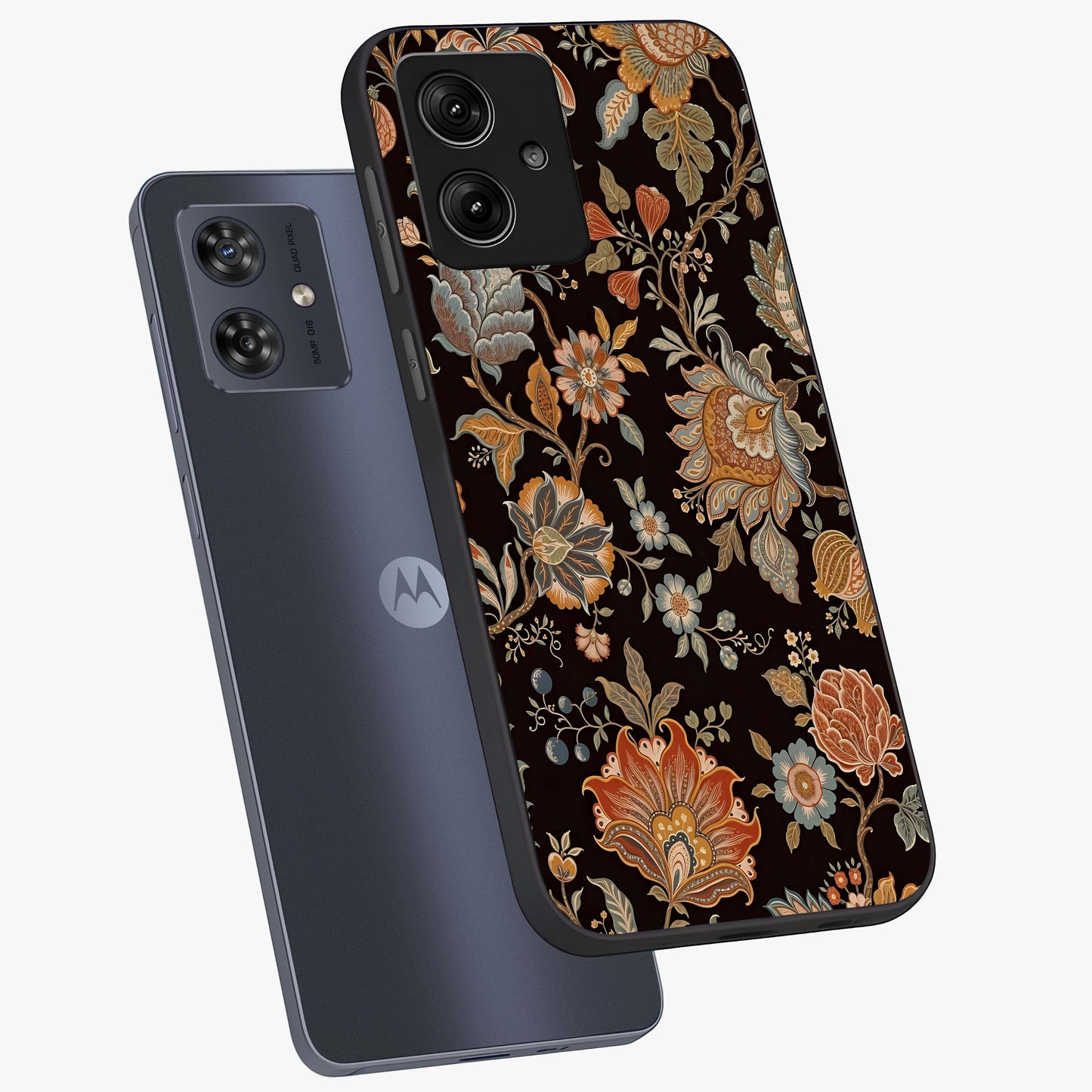 Vintage Floral Dream Glass Case displayed in angled mockup highlighting elegant vintage flower design with soft aesthetic style.