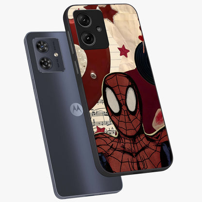 Web Warrior Vibes Glass Case displayed in angled mockup highlighting dynamic web design with comic style aesthetic.