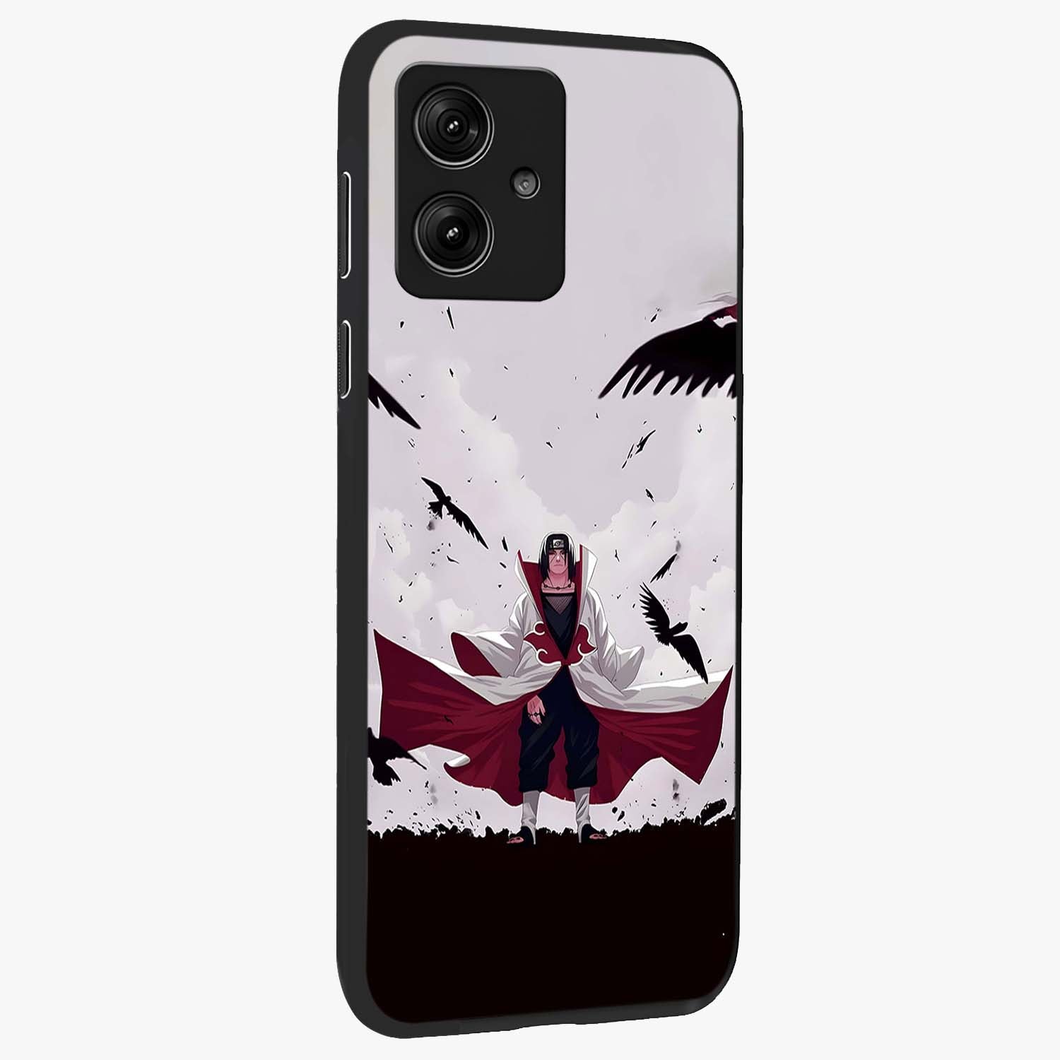 Crimson Crow Ascension Glass Case upright view showcasing dramatic crow artwork with bold gothic theme.