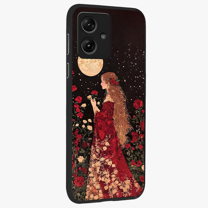 Crimson Dreams Glass Case upright view showcasing dreamy red toned artwork with modern aesthetic style.