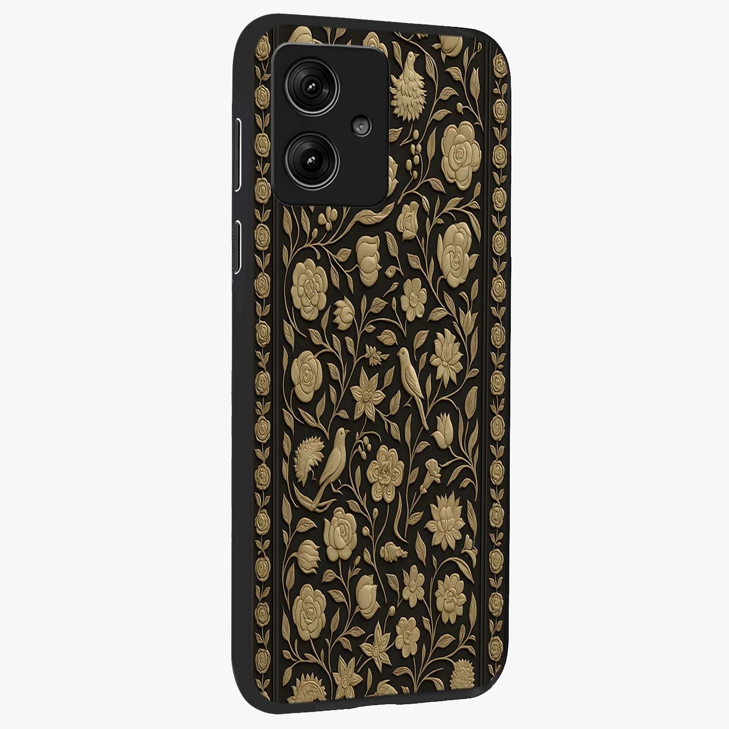 Golden Evil Eye Mandala Glass Case upright view showcasing decorative evil eye mandala artwork with spiritual aesthetic style.
