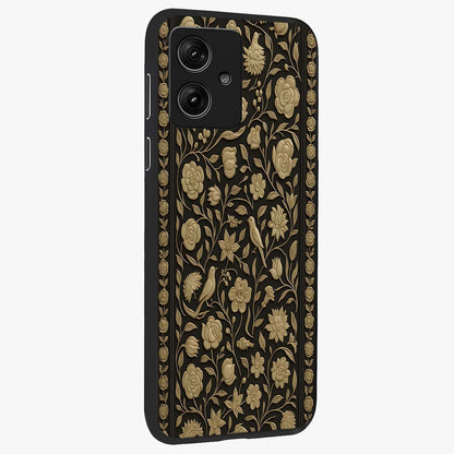 Golden Evil Eye Mandala Glass Case upright view showcasing decorative evil eye mandala artwork with spiritual aesthetic style.