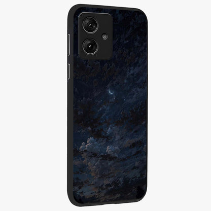 Lunar Veil Silence Glass Case upright view showcasing calm moon themed artwork with serene night atmosphere.