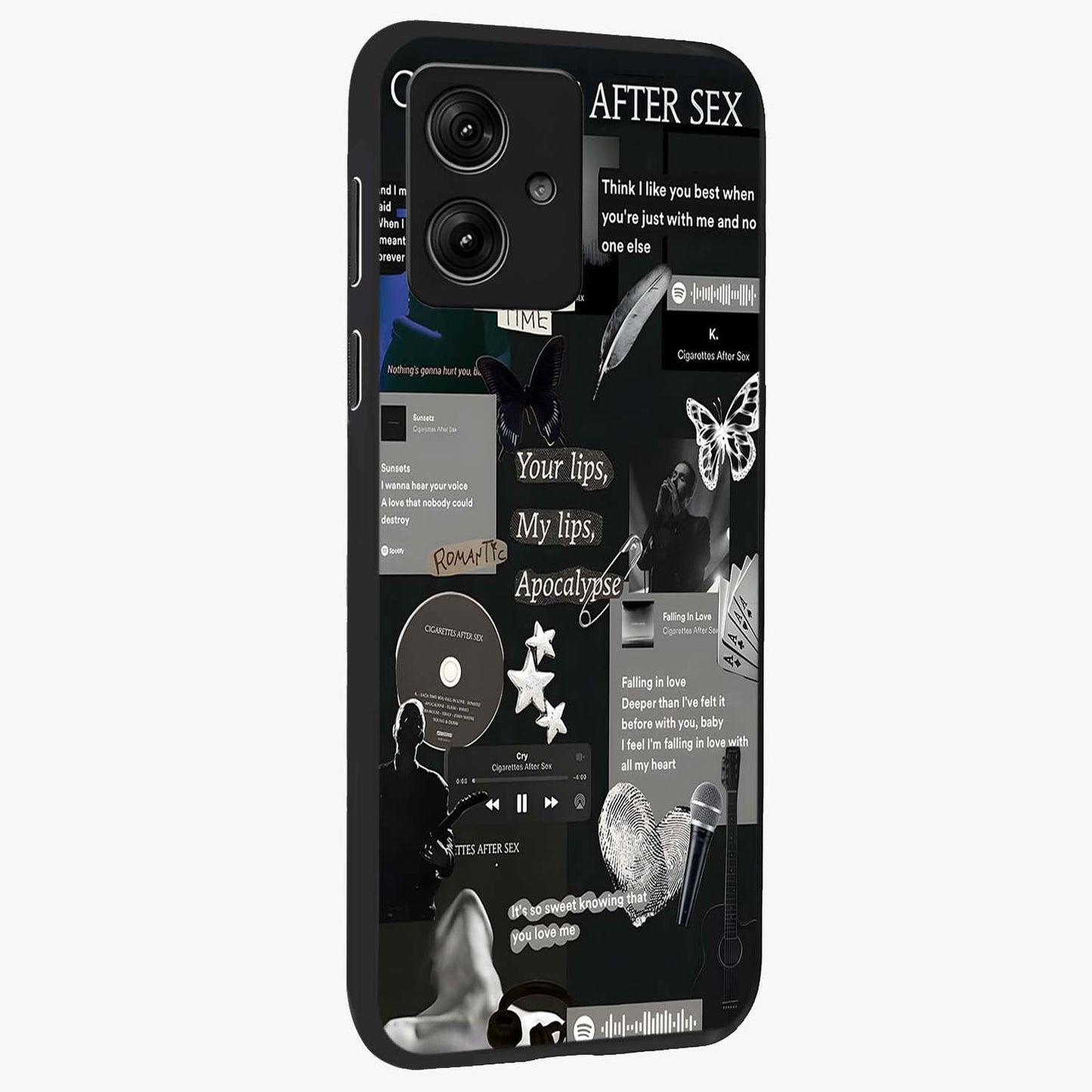 Midnight Love Echo Glass Case upright view showcasing expressive romantic artwork with dreamy midnight theme.