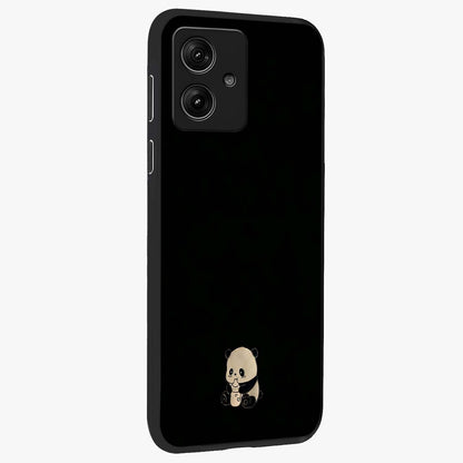 Midnight Panda Love Glass Case upright view showcasing charming panda artwork with playful romantic theme.
