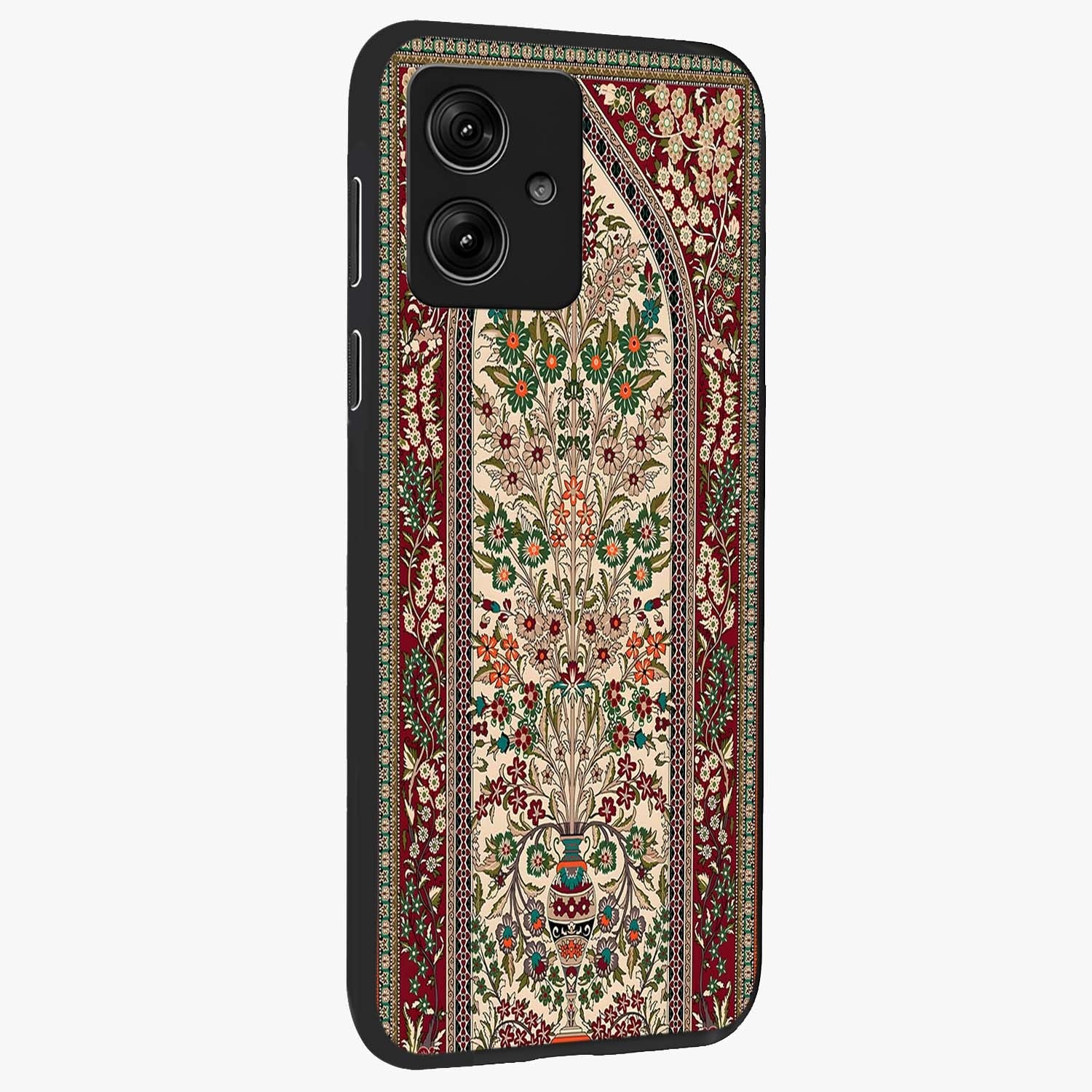 Persian Inspired Glass Case upright view showcasing decorative Persian artwork with rich heritage theme.