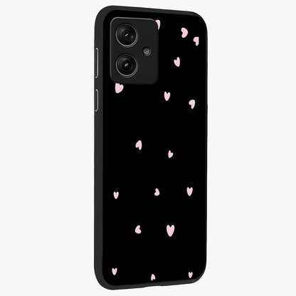Pink Love Drops Glass Case upright view showcasing charming heart drop artwork with romantic playful theme.
