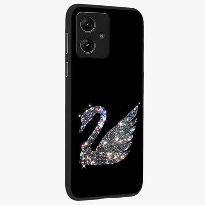 Starlit Swan Grace Glass Case upright view showcasing beautiful swan artwork with peaceful night themed design.
