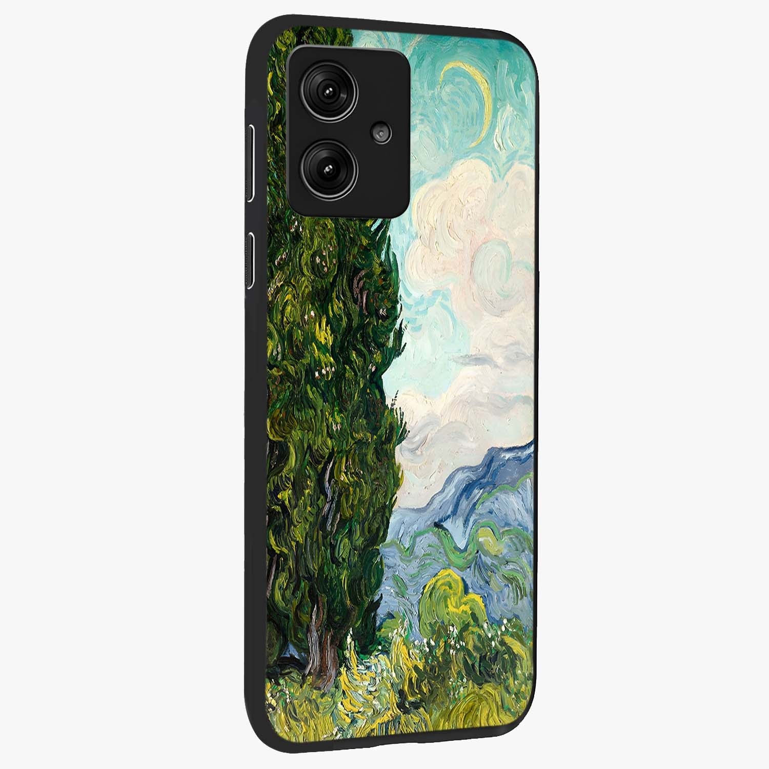 Van Gogh Vintage Art Glass Case upright view showcasing elegant vintage painting artwork with artistic heritage theme.