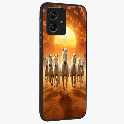 Wild Sunset Majesty Glass Case upright view showcasing dramatic sunset artwork with bold nature theme.