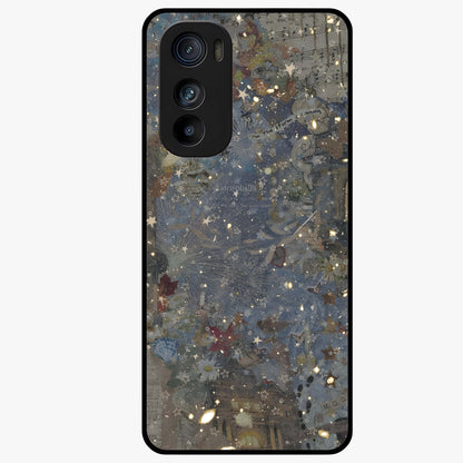 Aesthetic Astrolophia Glass Case showing flat back view with dreamy aesthetic design and glossy glass finish.