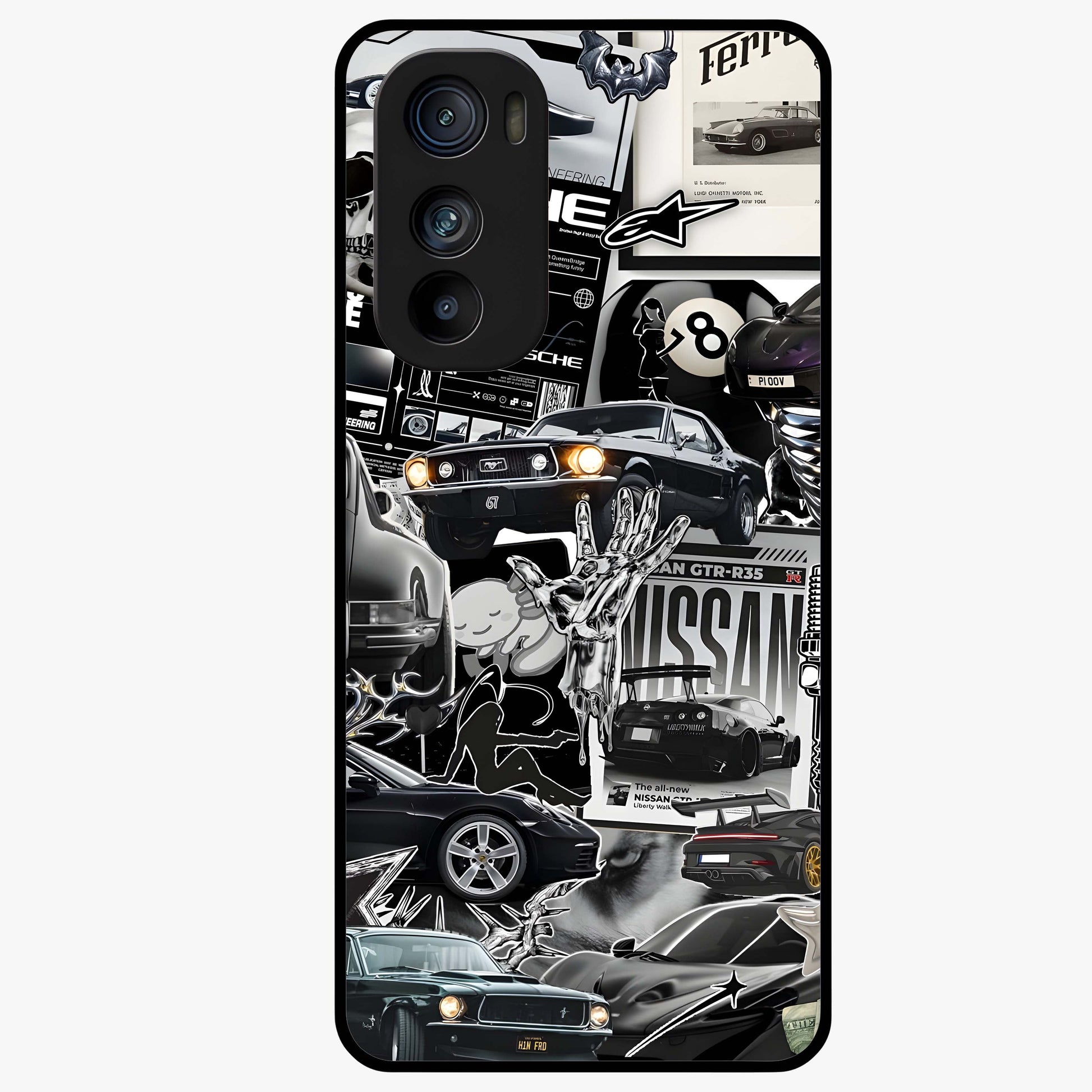 Aesthetic Dark Love Glass Case showing flat back view with dark romantic artwork and glossy glass finish.