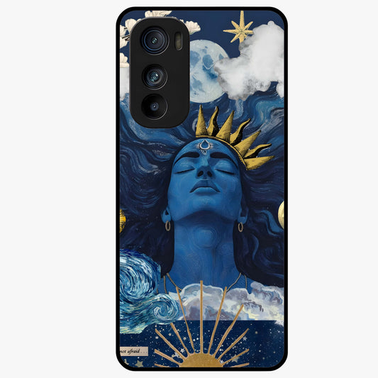 Aesthetic Lord Shiva Glass Case showing flat back view with divine Shiva artwork and glossy glass finish.