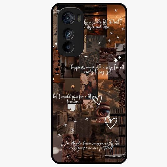 Bittersweet Aesthetic Chaos Glass Case showing flat back view with artistic chaotic aesthetic design and glossy glass finish.