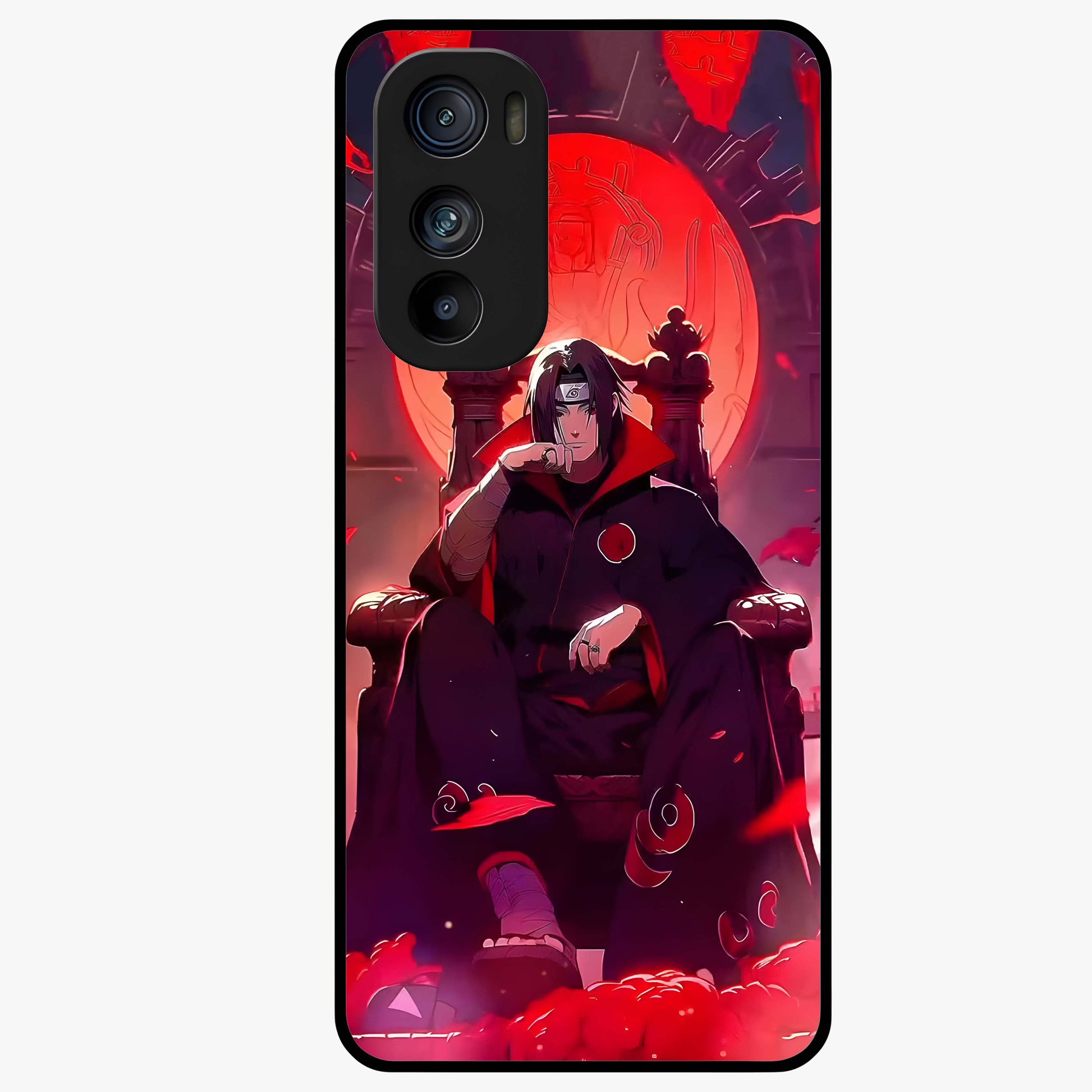 Blood Moon Sovereign Glass Case showing flat back view with mystical blood moon artwork and glossy glass finish.