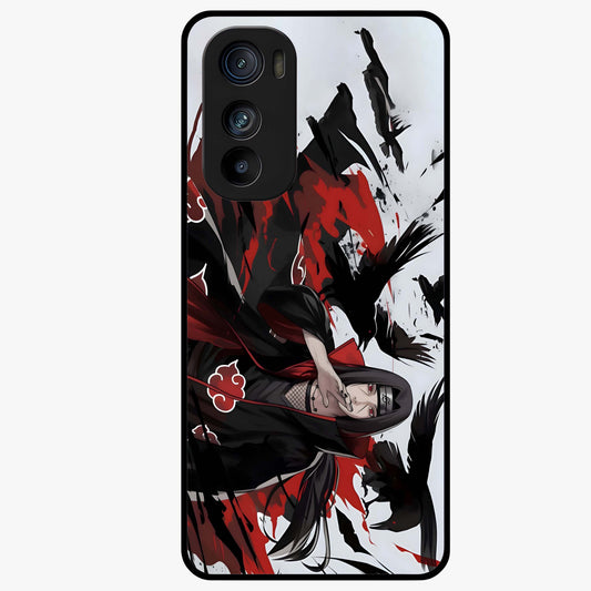 Crimson Crow Illusion Glass Case showing flat back view with artistic crow illusion artwork and glossy glass finish.