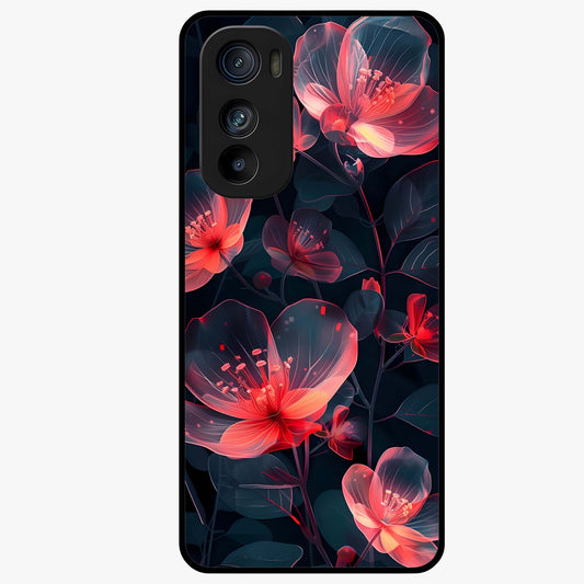 Dark Shade of Flower Glass Case showing flat back view with elegant dark floral artwork and glossy glass finish.