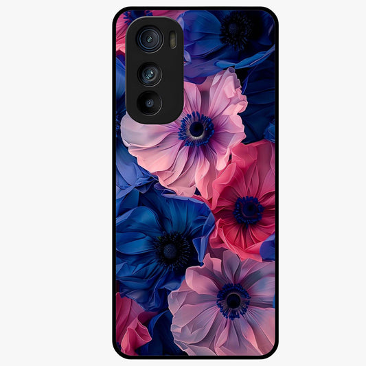 Flower Paper Art Pattern Glass Case showing flat back view with paper cut style floral artwork and glossy glass finish.